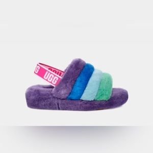 UGG Pride Fluff Yeah flat sandals in purple rainbow